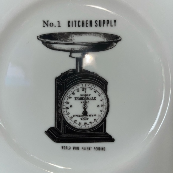 Hennes & Mauritz H&M 8" Round Plate B/W Vintage Scale Decal No. 1 Kitchen Supply - Picture 2 of 4